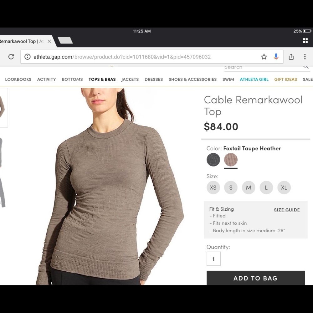 Athleta tunic, taupe, M